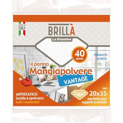 Briancasa La Briantina Vantage Staubtücher, 40 elektrostatische Einwegtücher, 20 x 35 cm, weich für empfindliche Oberflächen, Polyester und Viskose Briancasa La Briantina Vantage Staubtücher, 40 elektrostatische Einwegtücher, 20 x 35 cm, weich für empfindliche Oberflächen, Polyester und Viskose