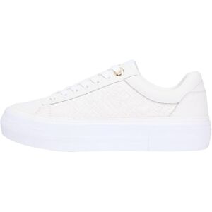 Tommy Hilfiger Damen Cupsole Sneaker Platform Quilted aus Leder, Weiß (Ecru), 38 Tommy Hilfiger Damen Cupsole Sneaker Platform Quilted aus Leder, Weiß (Ecru), 38