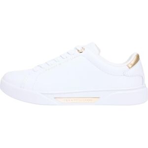 Tommy Hilfiger Damen Court Sneaker Essential Chic aus Leder, Weiß (White), 40 Tommy Hilfiger Damen Court Sneaker Essential Chic aus Leder, Weiß (White), 40