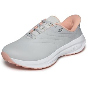 Skechers Go Golf Damen-Schnürschuh mit Synthetik-Obermaterial, Spike-weniger, Hellgrau/Rosa, Größe 36 Skechers Go Golf Damen-Schnürschuh mit Synthetik-Obermaterial, Spike-weniger, Hellgrau/Rosa, Größe 36
