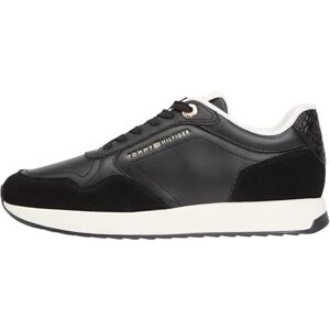 Tommy Hilfiger Damen Runner Sneaker Monogram aus Leder, Schwarz (Black), 39 Tommy Hilfiger Damen Runner Sneaker Monogram aus Leder, Schwarz (Black), 39