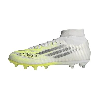 Adidas Damen F50 SPARKFUSION League Mid Cut Firm Ground/Artificial Ground Football Boots Womens, FTWR White/Iron met./hi-Res Yellow, 37 1/3 EU Adidas Damen F50 SPARKFUSION League Mid Cut Firm Ground/Artificial Ground Football Boots Womens, FTWR White/Iron met./hi-Res Yellow, 37 1/3 EU