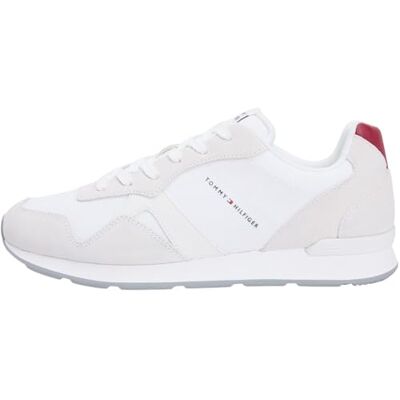Tommy Hilfiger Herren Runner Sneaker Maxlite Mix zum Schnüren, Weiß (White), 44 Tommy Hilfiger Herren Runner Sneaker Maxlite Mix zum Schnüren, Weiß (White), 44