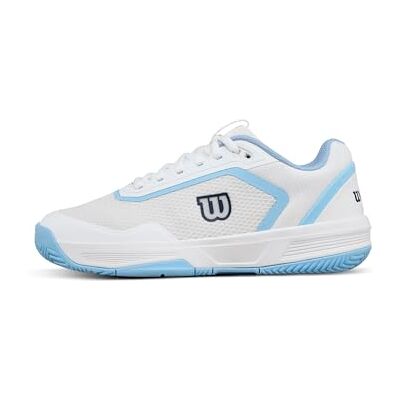 WILSON Courtglide Damen-Tennisschuhe, Ideale Passform, Luftiger Komfort, Zuverlässiger Grip, Stoßdämpfung, Farbe: Weiß/Airy Blue/Navy Blazer, Größe: 5 WILSON Courtglide Damen-Tennisschuhe, Ideale Passform, Luftiger Komfort, Zuverlässiger Grip, Stoßdämpfung, Farbe: Weiß/Airy Blue/Navy Blazer, Größe: 5