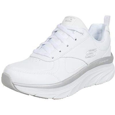 Skechers Damen D'LUX Walker Timeless Path Sneaker, White Leather/Silver Trim, 41 EU Skechers Damen D'LUX Walker Timeless Path Sneaker, White Leather/Silver Trim, 41 EU