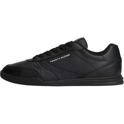 Tommy Hilfiger Herren Runner Sneaker Cup Leather Low Top, Schwarz (Black), 43 Tommy Hilfiger Herren Runner Sneaker Cup Leather Low Top, Schwarz (Black), 43