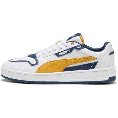 Puma Unisex Court Classic Street Sneaker, White Archive Gold Persian Blue, 46 EU Puma Unisex Court Classic Street Sneaker, White Archive Gold Persian Blue, 46 EU