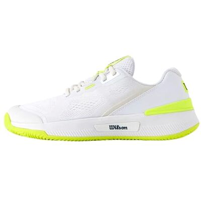 WILSON Intrigue Pro Oz Damen-Tennisschuhe, Stabilität und Fußgewölbe-Unterstützung, Sichere Halt für die Ferse, Atmungsaktiv, Weiß/Safety Yellow/Navy Blazer, Größe 5,5 WILSON Intrigue Pro Oz Damen-Tennisschuhe, Stabilität und Fußgewölbe-Unterstützung, Sichere Halt für die Ferse, Atmungsaktiv, Weiß/Safety Yellow/Navy Blazer, Größe 5,5