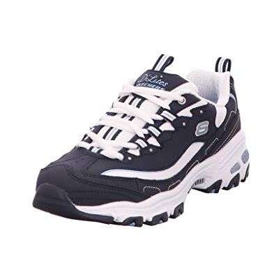 Skechers Damen D'lites Biggest Fan Sneaker, Navy Trubuck White Mesh Carolina Blue Trim, 39.5 EU Skechers Damen D'lites Biggest Fan Sneaker, Navy Trubuck White Mesh Carolina Blue Trim, 39.5 EU