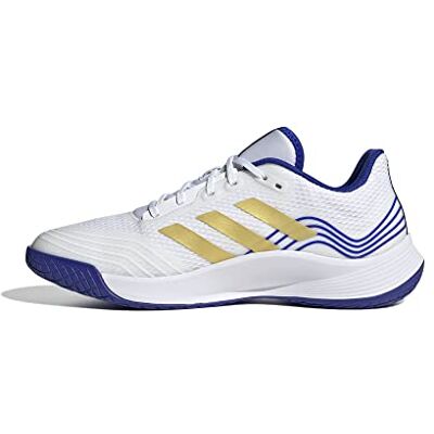 Adidas Herren Novaflight Volleyball Shoes, Cloud White / Matte Gold / Lucid Blue, 38 2/3 EU Adidas Herren Novaflight Volleyball Shoes, Cloud White / Matte Gold / Lucid Blue, 38 2/3 EU