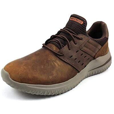 Skechers Herren Delson 3.0 Ezra Sneaker, Dark Brown Leather W Mesh, 40 EU Skechers Herren Delson 3.0 Ezra Sneaker, Dark Brown Leather W Mesh, 40 EU
