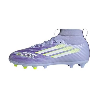 Adidas Unisex Kinder F50 SPARKFUSION League W Mid Firm Ground/Artificial Ground Football Boots Kids, Violet Tone/Lucid Lemon/Purple Rush, 31 1/2 EU Adidas Unisex Kinder F50 SPARKFUSION League W Mid Firm Ground/Artificial Ground Football Boots Kids, Violet Tone/Lucid Lemon/Purple Rush, 31 1/2 EU