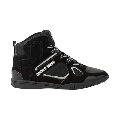 Gorilla Wear Bodybuilding Schuhe Troy High Tops Schwarz/Grau Sport Freizeit Alltag Training Workout Schnürsenkel mit Logo Bequem Extra Starker Halt für Herren, 39 Gorilla Wear Bodybuilding Schuhe Troy High Tops Schwarz/Grau Sport Freizeit Alltag Training Workout Schnürsenkel mit Logo Bequem Extra Starker Halt für Herren, 39