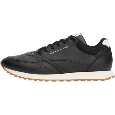 Tommy Hilfiger Herren Runner Sneaker New Eva aus Leder, Schwarz (Black), 41 Tommy Hilfiger Herren Runner Sneaker New Eva aus Leder, Schwarz (Black), 41