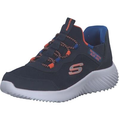 Skechers Jungen Bounder Brisk-Burst Slip-InTurnschuhe, Navy Synthetic / Textile / Black Trim / Blue, 30 EU Skechers Jungen Bounder Brisk-Burst Slip-InTurnschuhe, Navy Synthetic / Textile / Black Trim / Blue, 30 EU