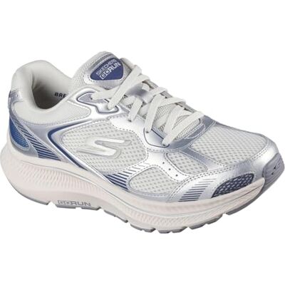 Skechers Damen Go Run Consistent 2.0 Volt Sneaker, Silver Leather Navy Trim, 38 EU Skechers Damen Go Run Consistent 2.0 Volt Sneaker, Silver Leather Navy Trim, 38 EU