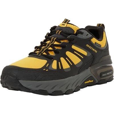 Skechers Herren Max Protect Sherwood Ridge Sneaker, Black Leather/Synthetic/Yellow Trim, 43 EU Skechers Herren Max Protect Sherwood Ridge Sneaker, Black Leather/Synthetic/Yellow Trim, 43 EU