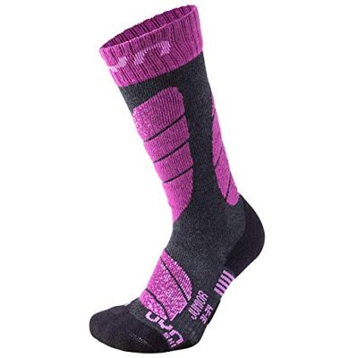UYN Jungen Ski Kinder Socke, Grau (Anthracite Melange/Violet), 30 EU UYN Jungen Ski Kinder Socke, Grau (Anthracite Melange/Violet), 30 EU