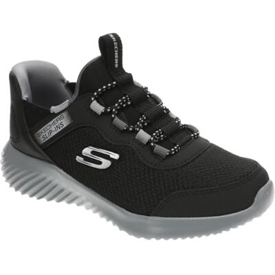 Skechers Jungen Bounder Brisk-Burst Slip-InTurnschuhe, Black Synthetic / Textile / Charcoal Trim, 33.5 EU Skechers Jungen Bounder Brisk-Burst Slip-InTurnschuhe, Black Synthetic / Textile / Charcoal Trim, 33.5 EU