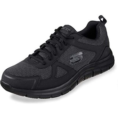 Skechers Herren Track Bucolo Sneakers, Black Leather Mesh Trim, 44 EU Skechers Herren Track Bucolo Sneakers, Black Leather Mesh Trim, 44 EU