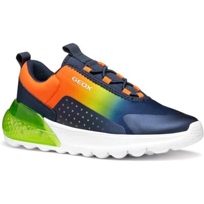 Geox J ACTIVART ILLUMINUS Sneaker, Navy/Lime, 33 EU Geox J ACTIVART ILLUMINUS Sneaker, Navy/Lime, 33 EU