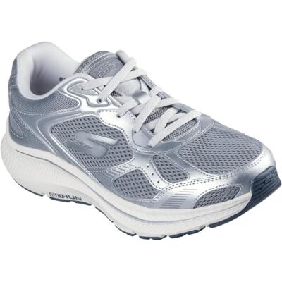 Skechers Damen Go Run Consistent 2.0 Volt Sneaker, Graues Leder, silberfarbener Rand, 39.5 EU Skechers Damen Go Run Consistent 2.0 Volt Sneaker, Graues Leder, silberfarbener Rand, 39.5 EU