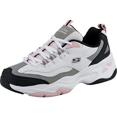 Skechers Damen D'Lites 4.0 Fresh Diva Trainers, White Leather Mesh Black Pink Trim, 36 EU Skechers Damen D'Lites 4.0 Fresh Diva Trainers, White Leather Mesh Black Pink Trim, 36 EU