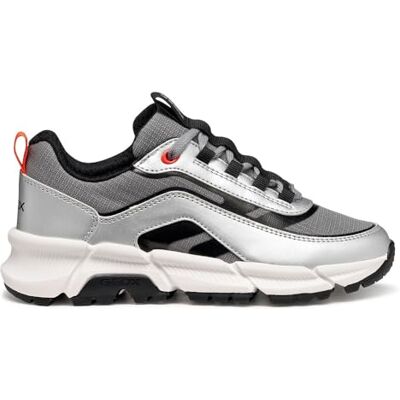 Geox JUNIOR J FLEXYPER Plus Boy Sneakers Silver/LT RED 34_EU Geox JUNIOR J FLEXYPER Plus Boy Sneakers Silver/LT RED 34_EU