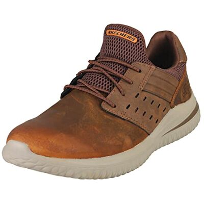 Skechers Herren Delson 3.0 Ezra Sneaker, Dark Brown Leather W Mesh, 41 EU Skechers Herren Delson 3.0 Ezra Sneaker, Dark Brown Leather W Mesh, 41 EU