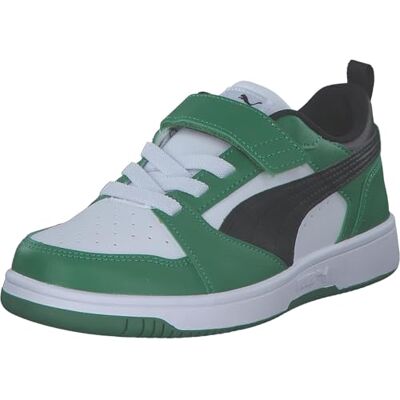 Puma Unisex Kinder Rebound V6 Lo Ac+ Ps Sneaker, White Black Archive Green, 35 EU Puma Unisex Kinder Rebound V6 Lo Ac+ Ps Sneaker, White Black Archive Green, 35 EU