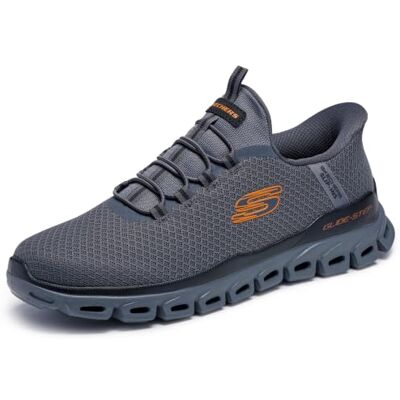 Skechers Glide-Step Noxus Herren-Sneaker zum Reinschlüpfen, Charcoal/Orange, 42.5 EU Skechers Glide-Step Noxus Herren-Sneaker zum Reinschlüpfen, Charcoal/Orange, 42.5 EU