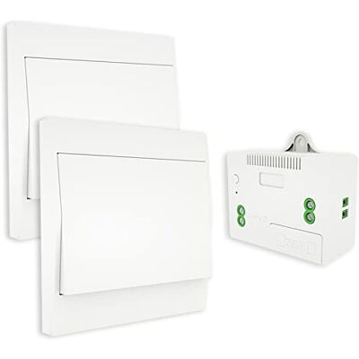 MOES RF433 Funkschalter Batterielose, Funk Lichtschalter Keine Batterie, Wandlichtsschalter Selbstversorgt Keine Verkabelung erforderlich Wandplatte Sender (2 Way Set), Weiß MOES RF433 Funkschalter Batterielose, Funk Lichtschalter Keine Batterie, Wandlichtsschalter Selbstversorgt Keine Verkabelung erforderlich Wandplatte Sender (2 Way Set), Weiß