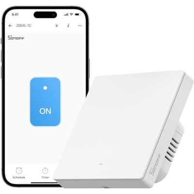 SONOFF Zigbee Smart Light Switch, Erfordert Zigbee Hub, Smart Switch, Ohne Nullleiter oder mit Nullleiter, APP Remote Control, Zigbee Switch ZBM5 80-Type,1-fach SONOFF Zigbee Smart Light Switch, Erfordert Zigbee Hub, Smart Switch, Ohne Nullleiter oder mit Nullleiter, APP Remote Control, Zigbee Switch ZBM5 80-Type,1-fach