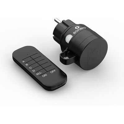 Sonero Funksteckdosen mit Fernbedienung Aussen, Outdoor Set, 2300 Watt, 230V, 1 x Steckdose mit Funkfernbedienung, IP44, 30m Reichweite, Stromsparen, Schwarz Sonero Funksteckdosen mit Fernbedienung Aussen, Outdoor Set, 2300 Watt, 230V, 1 x Steckdose mit Funkfernbedienung, IP44, 30m Reichweite, Stromsparen, Schwarz