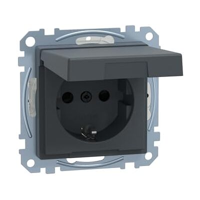Schneider Electric Merten Schuko-Steckdose mit Klappdeckel, 2-polig+E, Berührungsschutz, Steckklemmen, System M, anthrazit, Artikelnummer MEG2310-0414 Schneider Electric Merten Schuko-Steckdose mit Klappdeckel, 2-polig+E, Berührungsschutz, Steckklemmen, System M, anthrazit, Artikelnummer MEG2310-0414