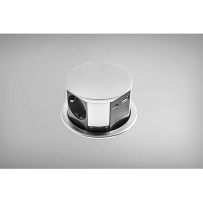 EKOTECH Steckdose versenkbar ET115 Steckdosentower mit QI Ladefunktion USB-C & A sowie 3 Schukosteckdosen 230V, Alu Edelstahl-Effekt EKOTECH Steckdose versenkbar ET115 Steckdosentower mit QI Ladefunktion USB-C & A sowie 3 Schukosteckdosen 230V, Alu Edelstahl-Effekt