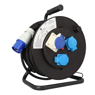 cartrend Explorer CEE Kabeltrommel mit CEE-Stecker, 2 Schutzkontaktsteckdosen & CEE-Steckdose mit Klappdeckel, Verlängerungsleitung für Nutzung beim Camping und Outdoorbereich, IP44, 25m, schwarz cartrend Explorer CEE Kabeltrommel mit CEE-Stecker, 2 Schutzkontaktsteckdosen & CEE-Steckdose mit Klappdeckel, Verlängerungsleitung für Nutzung beim Camping und Outdoorbereich, IP44, 25m, schwarz