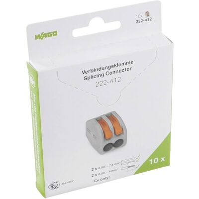 WAGO CLASSIC-Verbindungsklemmen 222-412/995-010 2 Leiter, bis 4 mm², 10 Stück, CLASSIC Kabelverbinder mit Hebeln für alle Leiterarten weltweit, bestätigte Anwendungssicherheit WAGO CLASSIC-Verbindungsklemmen 222-412/995-010 2 Leiter, bis 4 mm², 10 Stück, CLASSIC Kabelverbinder mit Hebeln für alle Leiterarten weltweit, bestätigte Anwendungssicherheit