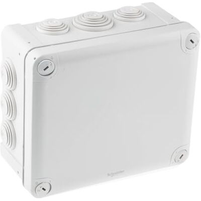 Schneider Electric Mureva Box Abzweigdose, 10 Tüllen Ø 25mm + 2 Tüllen 32mm, IP55, Aufputz, grau, Artikelnummer ENN05010 Schneider Electric Mureva Box Abzweigdose, 10 Tüllen Ø 25mm + 2 Tüllen 32mm, IP55, Aufputz, grau, Artikelnummer ENN05010