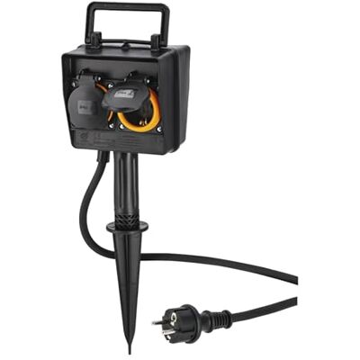 Hama Gartensteckdose, 2-fach, IP44 (Außensteckdose mit Zeitschaltuhr, Erdspieß, Doppelsteckdose für den Garten, Spritzwasserschutz, mit Deckel, für Licht, Lampen, Pumpen etc.) schwarz Hama Gartensteckdose, 2-fach, IP44 (Außensteckdose mit Zeitschaltuhr, Erdspieß, Doppelsteckdose für den Garten, Spritzwasserschutz, mit Deckel, für Licht, Lampen, Pumpen etc.) schwarz