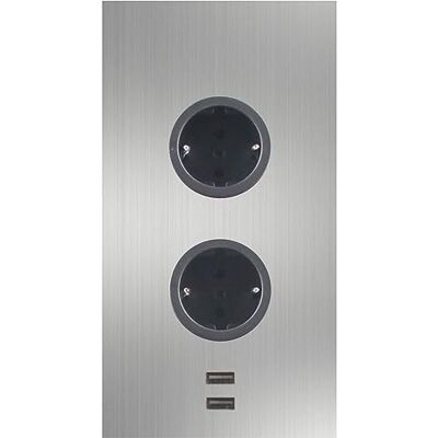 Caressi Ecksteckdose 2ST220 Steckdose 2fach mit 2x USB für die vertikale Montage in einer Ecke, Edelstahl schwarz, 230V Caressi Ecksteckdose 2ST220 Steckdose 2fach mit 2x USB für die vertikale Montage in einer Ecke, Edelstahl schwarz, 230V