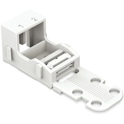 WAGO Befestigungsadapter 221-522 für 2 Leiter-Klemmen, 4 mm², 10 Stück, mit Rastfuß, geeignet für stehende Montierung von Verbindungsklemmen, weiß WAGO Befestigungsadapter 221-522 für 2 Leiter-Klemmen, 4 mm², 10 Stück, mit Rastfuß, geeignet für stehende Montierung von Verbindungsklemmen, weiß