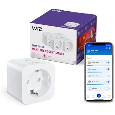 WiZ WLAN-Smart-Stecker,Typ F, 230 V,50 Hz,einfache Einrichtung,Matter-zertifiziert,intelligente Steuerung,Sprachbefehle, kompatibel mit Alexa, Google Home und Apple Home, ohne Leistungsmesser,4er-Pack WiZ WLAN-Smart-Stecker,Typ F, 230 V,50 Hz,einfache Einrichtung,Matter-zertifiziert,intelligente Steuerung,Sprachbefehle, kompatibel mit Alexa, Google Home und Apple Home, ohne Leistungsmesser,4er-Pack