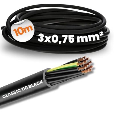 Lapp 10 Meter 1120233 Ölflex Classic 110 Black 0,6/1kV PVC Steuerleitung 3x0,75 mm² mit Schutzleiter I Außenbereich I flammwidrig I Kabel 3 adrig I Anschlussleitung 3G0,75 Lapp 10 Meter 1120233 Ölflex Classic 110 Black 0,6/1kV PVC Steuerleitung 3x0,75 mm² mit Schutzleiter I Außenbereich I flammwidrig I Kabel 3 adrig I Anschlussleitung 3G0,75