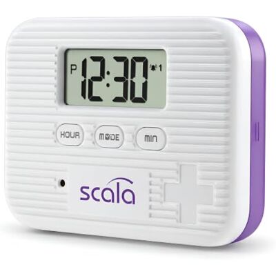 scala Pillenbox Timer 6 Fach,5 Alarmzeiten weiß Elektronische Tablettenbox mit täglicher Wiederholung, Akustik- und Vibrationsalarm – Medikamentenbox mit viel Platz scala Pillenbox Timer 6 Fach,5 Alarmzeiten weiß Elektronische Tablettenbox mit täglicher Wiederholung, Akustik- und Vibrationsalarm – Medikamentenbox mit viel Platz
