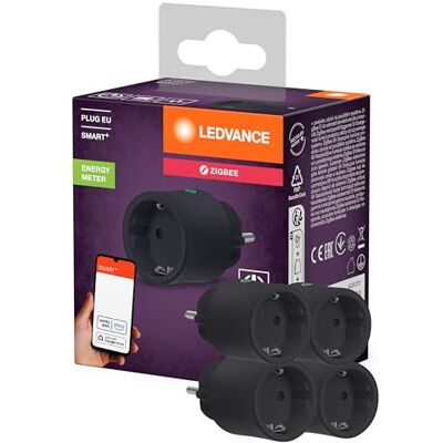 LEDVANCE SMART+ Smarte Steckdose für Innen mit ZigBee Technologie, bindet konventionelle Geräte ins Smart Home ein, misst und spart Stromverbrauch, kompatibel mit Alexa oder Google, schwarz, 4er-Pack LEDVANCE SMART+ Smarte Steckdose für Innen mit ZigBee Technologie, bindet konventionelle Geräte ins Smart Home ein, misst und spart Stromverbrauch, kompatibel mit Alexa oder Google, schwarz, 4er-Pack