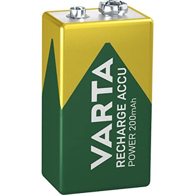 Varta Batterien 9V Blockbatterie, wiederaufladbar, 1 Stück, Recharge Accu Power, Akku, 200 mAh, ohne Memory Effekt, vorgeladen, sofort einsatzbereit Varta Batterien 9V Blockbatterie, wiederaufladbar, 1 Stück, Recharge Accu Power, Akku, 200 mAh, ohne Memory Effekt, vorgeladen, sofort einsatzbereit