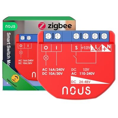 NOUS ZigBee Smart Switch Module, 1 Kanal, AC 16A/DC 10A, Trockenkontakte, ZigBee 3.0 Hub erforderlich, Kompatibel mit Alexa, Google Assistant, Home Assistant, Tuya Smart Life App NOUS ZigBee Smart Switch Module, 1 Kanal, AC 16A/DC 10A, Trockenkontakte, ZigBee 3.0 Hub erforderlich, Kompatibel mit Alexa, Google Assistant, Home Assistant, Tuya Smart Life App