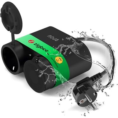 NOUS A4Z Zigbee Steckdose Outdoor Aussensteckdose wasserdicht mit stromzähler. Alexa zubehör stecker 230V Tuya Smart Life Google Home Assistant mehrfachstecker schwarz matt 16A IP44 doppelsteckdose NOUS A4Z Zigbee Steckdose Outdoor Aussensteckdose wasserdicht mit stromzähler. Alexa zubehör stecker 230V Tuya Smart Life Google Home Assistant mehrfachstecker schwarz matt 16A IP44 doppelsteckdose