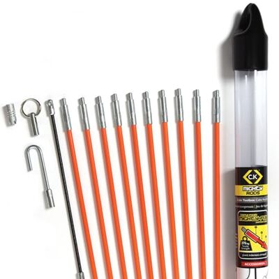 C.K MightyRods 3.3m Kabelstangen Werkzeugkoffer Set 14 Stück, 5mm Ø Flexibilitäten Einziehstangen, Glasfaser Elektrische Kabelziehhilfe, Elektroinstallation, Kabeleinziehhilfe Elektriker, CK T5411 C.K MightyRods 3.3m Kabelstangen Werkzeugkoffer Set 14 Stück, 5mm Ø Flexibilitäten Einziehstangen, Glasfaser Elektrische Kabelziehhilfe, Elektroinstallation, Kabeleinziehhilfe Elektriker, CK T5411